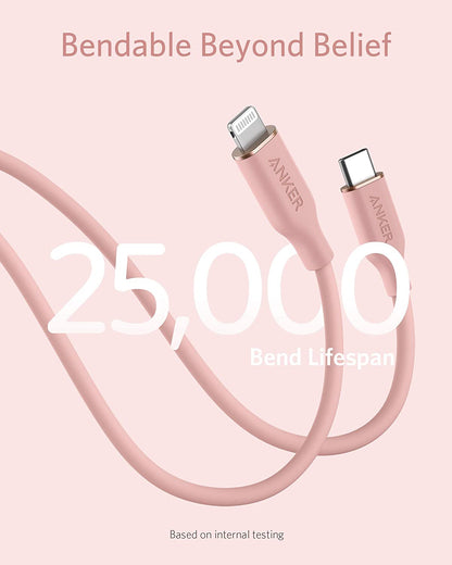 Anker <b>641</b> USB-C to Lightning Cable (Flow, 3 ft Silicone)