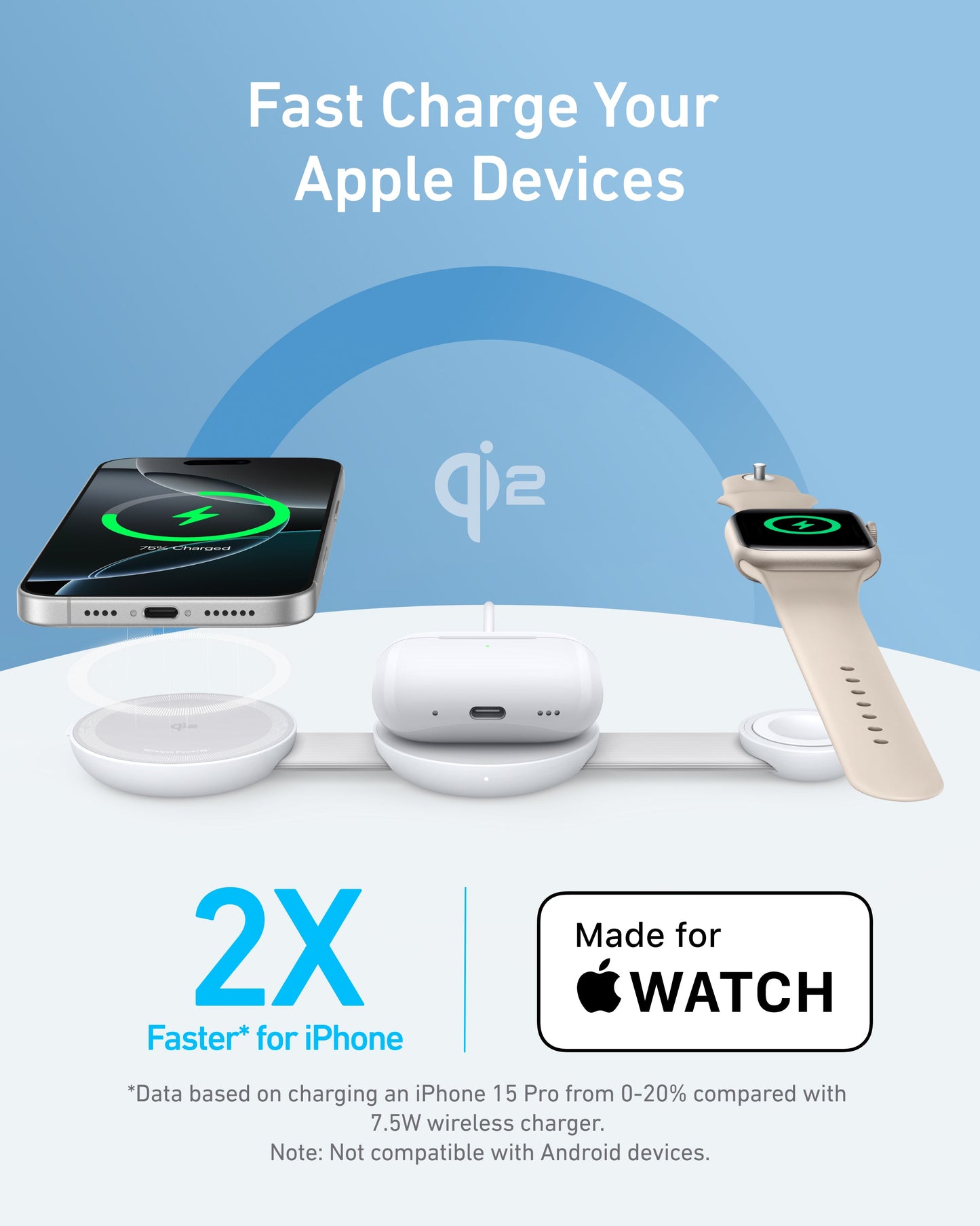 Anker MagGo Wireless Charging Station (3-in-1, Foldable Pad)