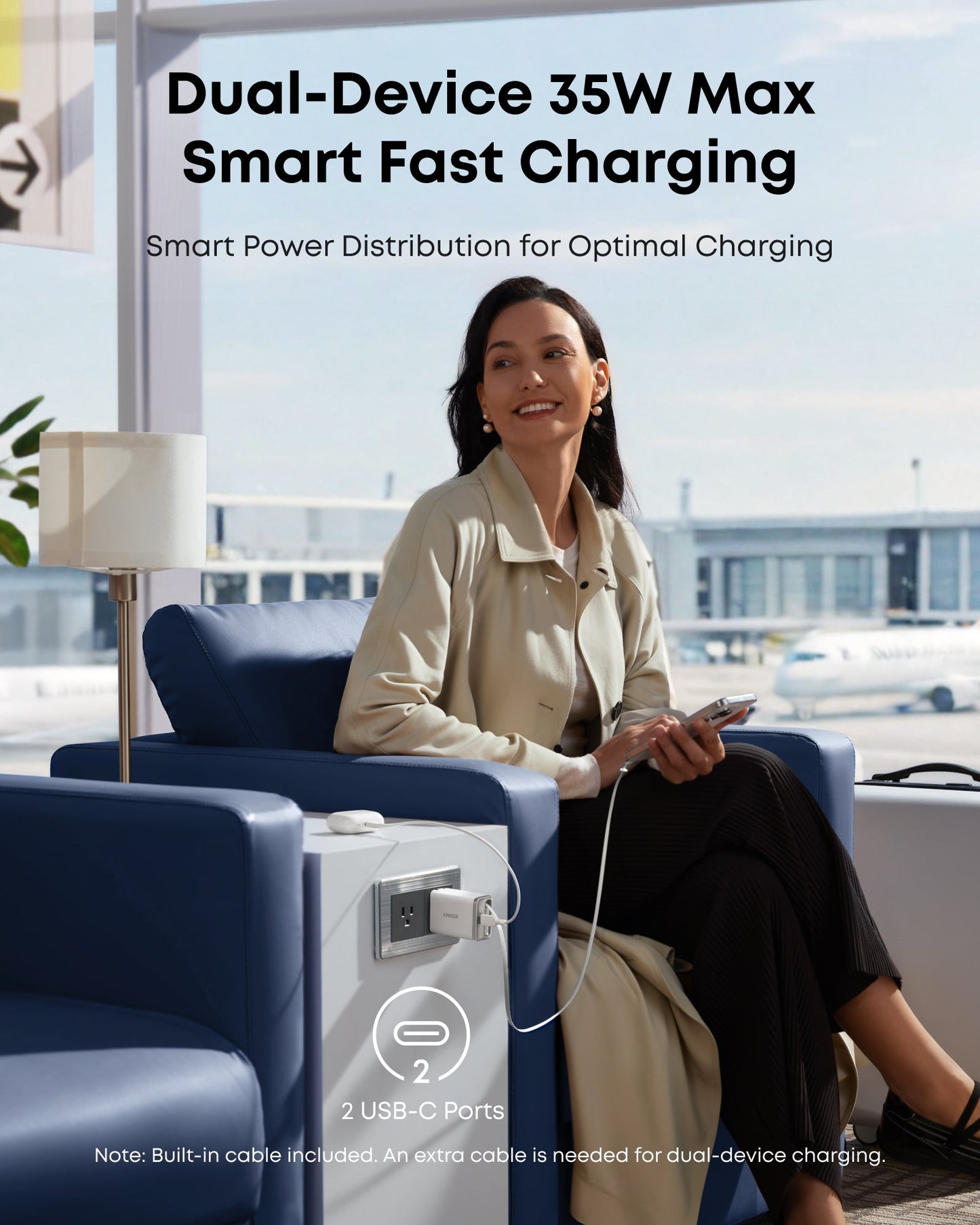 Anker Nano Charger (35W, Built-In Retractable USB-C Cable)