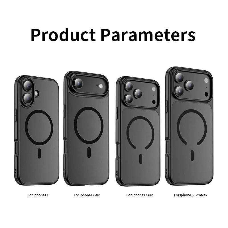 Premium Magnetic Charging Frosted Shockproof Phone Case for IPhone 17 Air 16 15 14 Plus Pro Max Skin Feeling Rugged Armor Cover