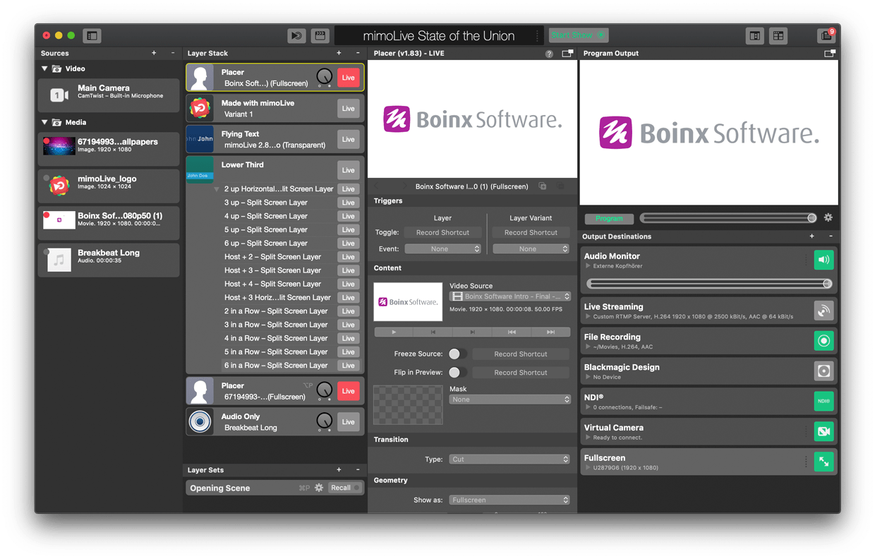 BOINX MIMOLIVE Video MultiCamera Production Software – Live Streaming ...