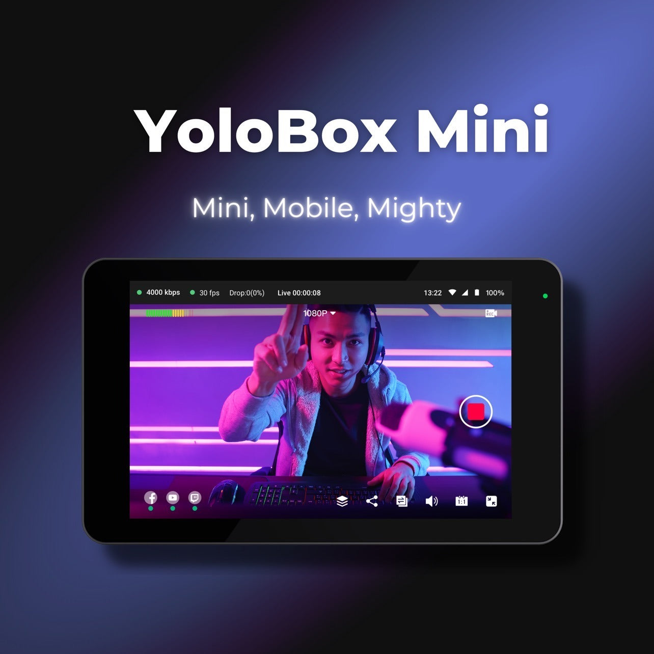 YOLOLIV YOLOBOX Mini Smart, Portable, All in one Live Streaming , Switcher,  Encoder, Recorder and Monitor